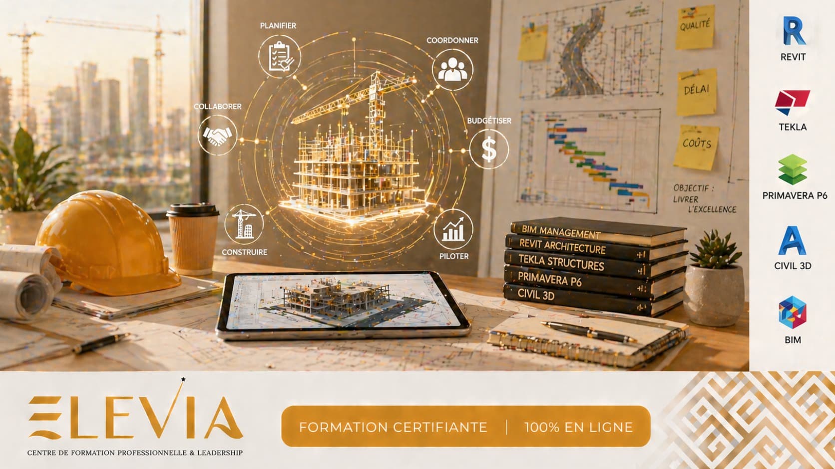 Certification Professionnelle en Management de Projets de Génie Civil (BIM, Revit, Tekla, Primavera P6 & Civil 3D)